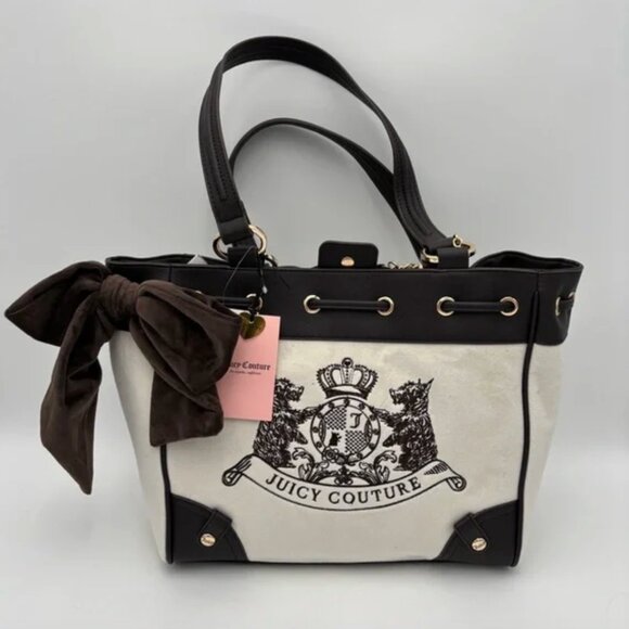 Juicy Couture Handbags - Juicy Couture Classic Scottie Dogs Tote Cream White & Chocolate Brown Bow NWT